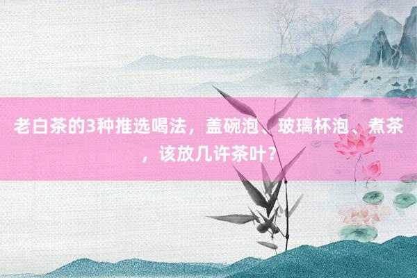 老白茶的3种推选喝法，盖碗泡、玻璃杯泡、煮茶，该放几许茶叶？