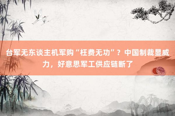 台军无东谈主机军购“枉费无功”？中国制裁显威力，好意思军工供应链断了
