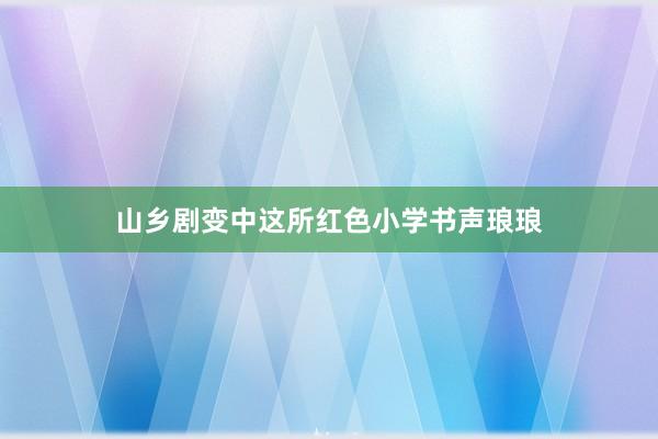 山乡剧变中这所红色小学书声琅琅