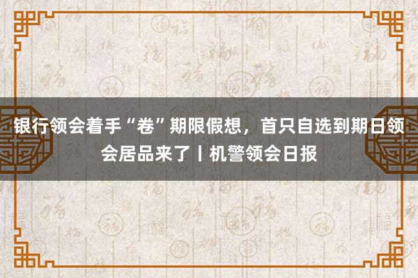 银行领会着手“卷”期限假想，首只自选到期日领会居品来了丨机警领会日报