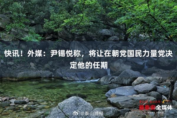 快讯！外媒：尹锡悦称，将让在朝党国民力量党决定他的任期