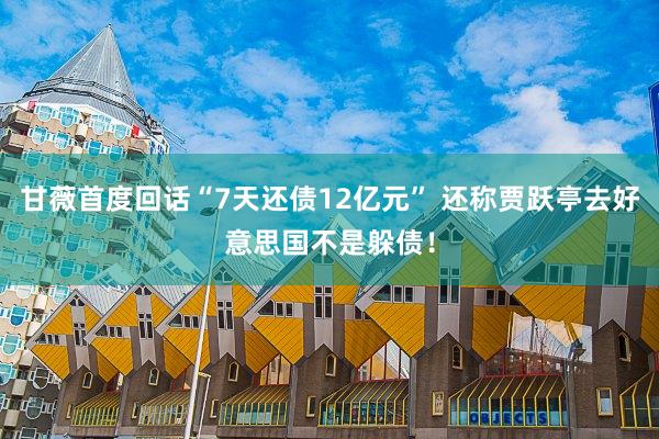 甘薇首度回话“7天还债12亿元” 还称贾跃亭去好意思国不是躲债！